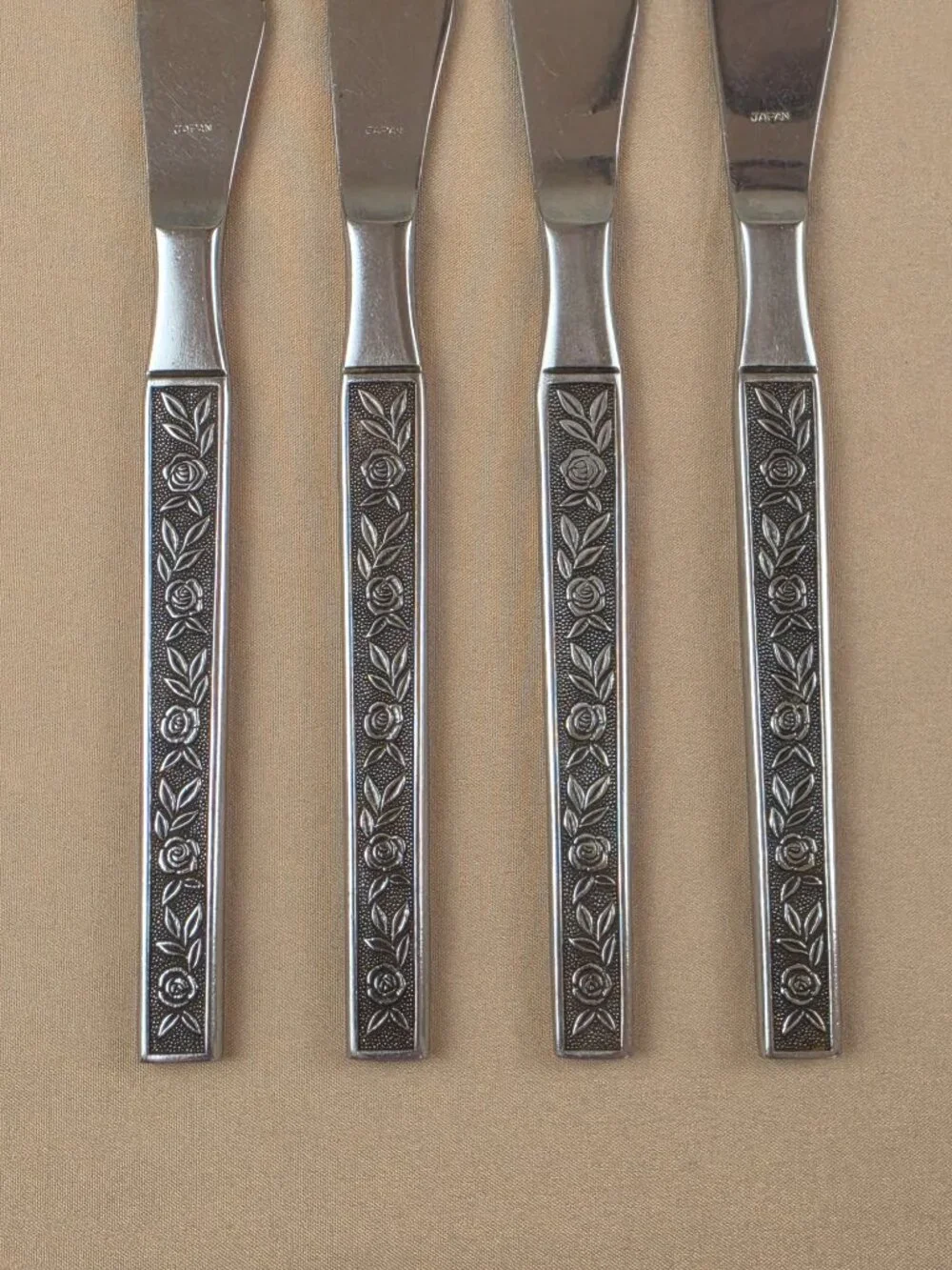 Vtg Interpur MEXICALY ROSE 4 Knives Silverware Flatware Stainless Steel JAPAN